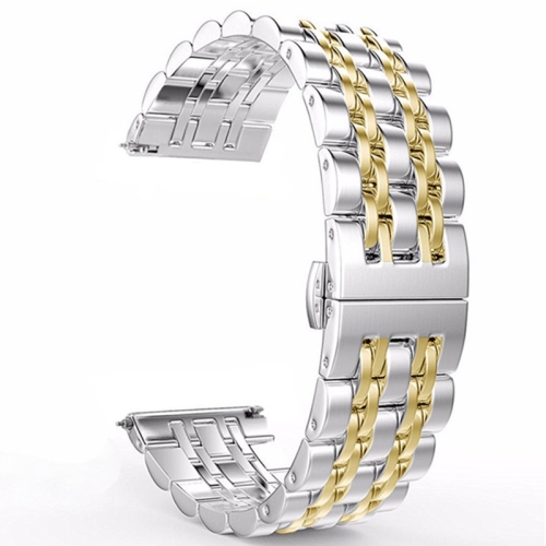 

20mm Women Version Seven-beads Steel Replacement Strap Watchband(Silver Gold)