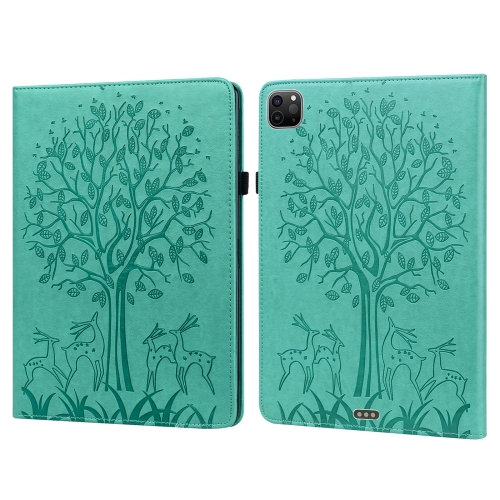 

Tree & Deer Pattern Pressed Printing Horizontal Flip PU Leather Case with Holder & Card Slots & Sleep / Wake-up Function For iPad Air 2020 / Pro 11 2020(Green)