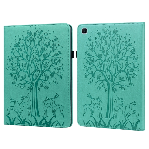 

Tree & Deer Pattern Pressed Printing Horizontal Flip PU Leather Case with Holder & Card Slots & Sleep / Wake-up Function For Samsung Galaxy Tab S6 Lite(Green)