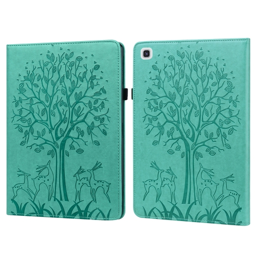 

Tree & Deer Pattern Pressed Printing Horizontal Flip PU Leather Case with Holder & Card Slots & Sleep / Wake-up Function For Samsung Galaxy Tab A7 10.4 2020(Green)