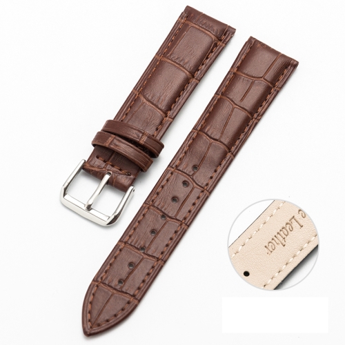

10mm Two-layer Cowhide Leather Bamboo Joint Texture Replacement Strap Watchband(Dark Brown)