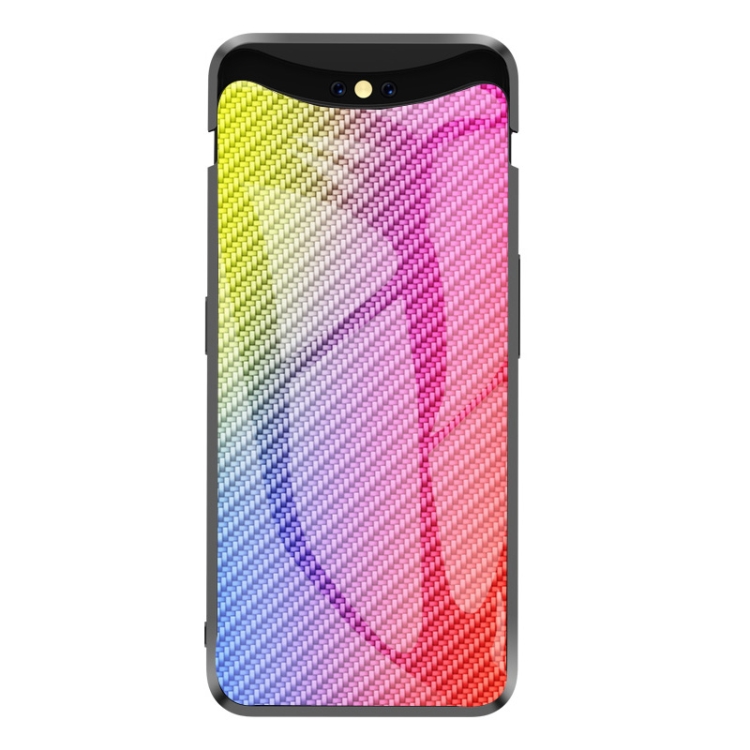 

For OPPO Find X Gradient Carbon Fiber Texture TPU Border Tempered Glass Case(Colorful Fiber)