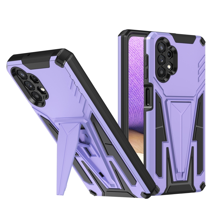 

For Samsung Galaxy A32 5G Super V Armor PC + TPU Shockproof Case with Invisible Holder(Purple)