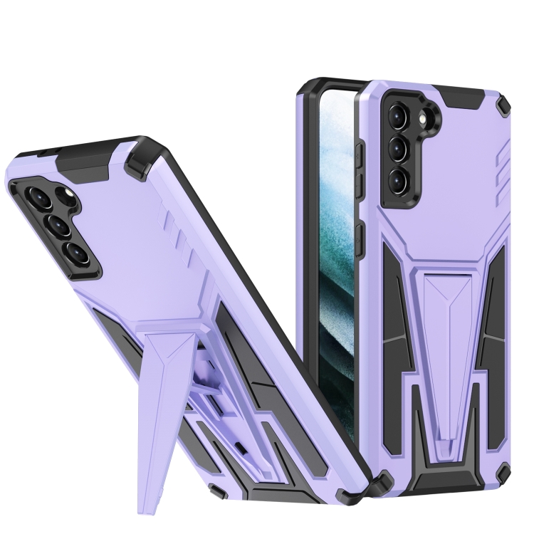 

For Samsung Galaxy S21+ 5G Super V Armor PC + TPU Shockproof Case with Invisible Holder(Purple)