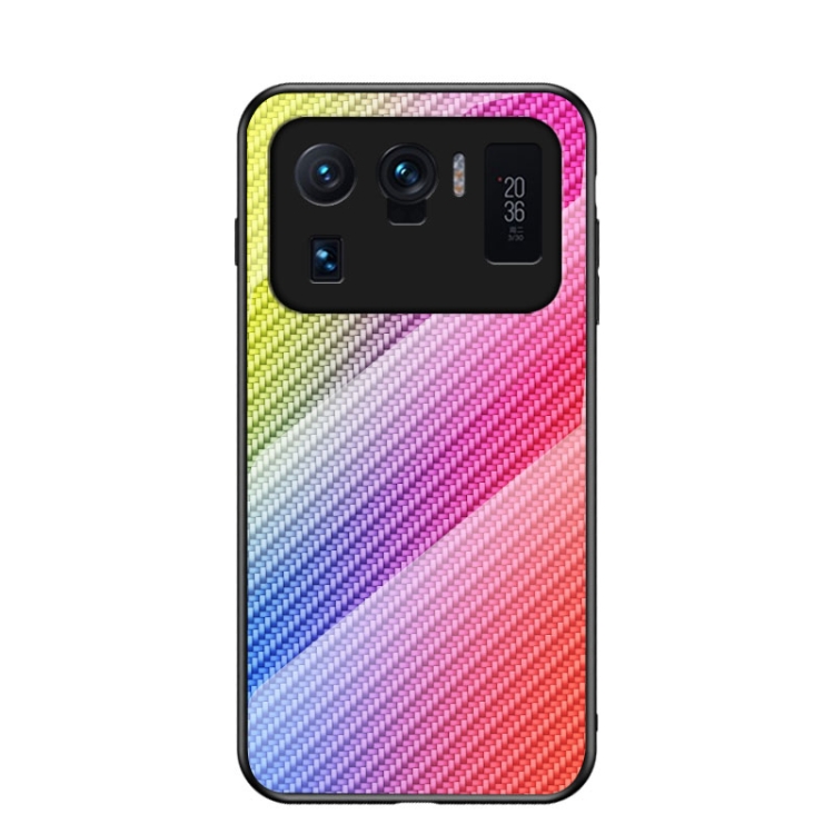 

For Xiaomi Mi 11 Ultra Gradient Carbon Fiber Texture TPU Border Tempered Glass Case(Colorful Fiber)