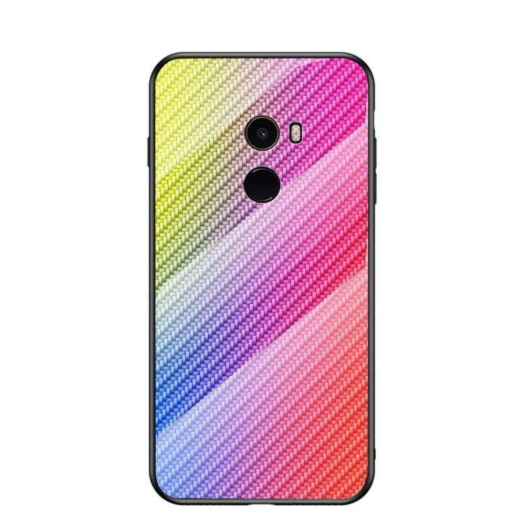 

For Xiaomi Mi Mix Gradient Carbon Fiber Texture TPU Border Tempered Glass Case(Colorful Fiber)