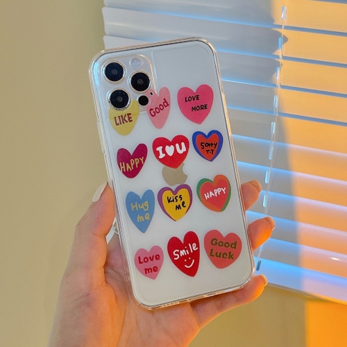 

Sweet Romantic Heart TPU Accurate Hole Protective Case For iPhone 12 Pro(Transparent)