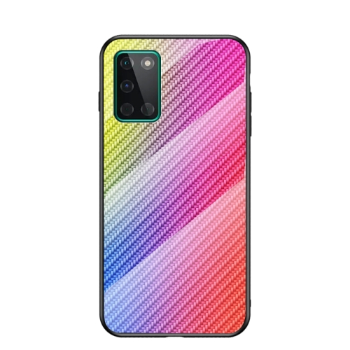 

For OnePlus 8T Gradient Carbon Fiber Texture TPU Border Tempered Glass Case(Colorful Fiber)