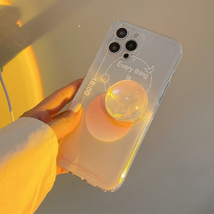 

Sunset Dusk TPU Accurate Hole Protective Case with Holder For iPhone 12 Pro Max(White)