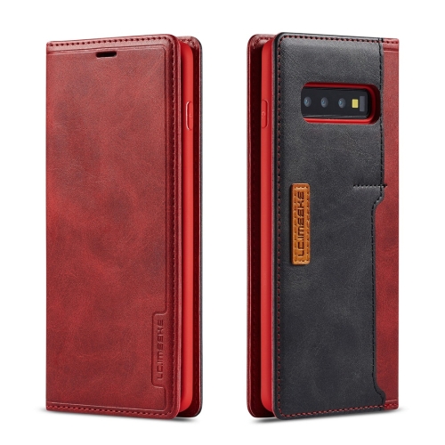 

For Galaxy S10+ LC.IMEEKE LC-001 Series PU + TPU Color Matching Frosted Horizontal Flip Leather Case with Holder & Card Slot(Red)