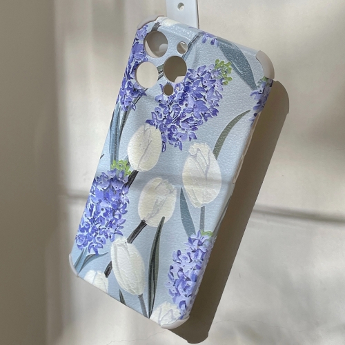 

Relief Series Flowers TPU Accurate Hole Protective Case For iPhone 11 Pro Max(Blue White)