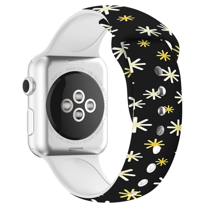

For Apple Watch Series 6 & SE & 5 & 4 40mm / 3 & 2 & 1 38mm Christmas Printing Silicone Watchband(Snowflakes On Black)