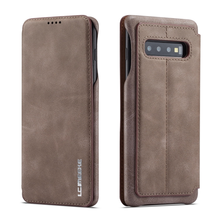 

For Galaxy S10 Hon Ancient Series Leather Case with Card Slots & Holder & Wallet(Coffee)