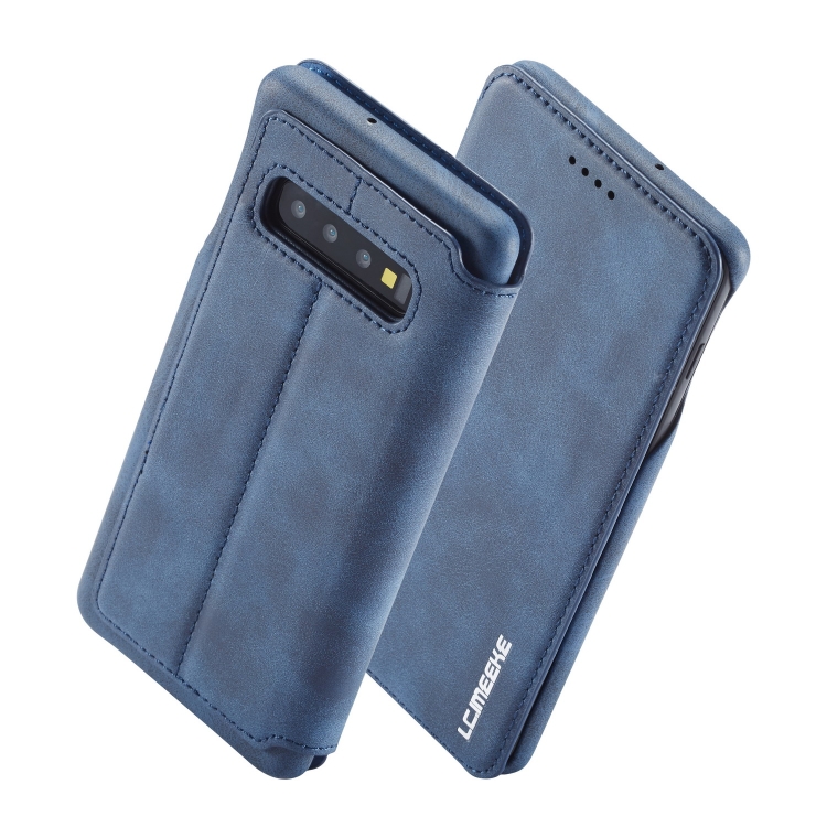 

For Galaxy S10+ Hon Ancient Series Leather Case with Card Slots & Holder & Wallet(Blue)