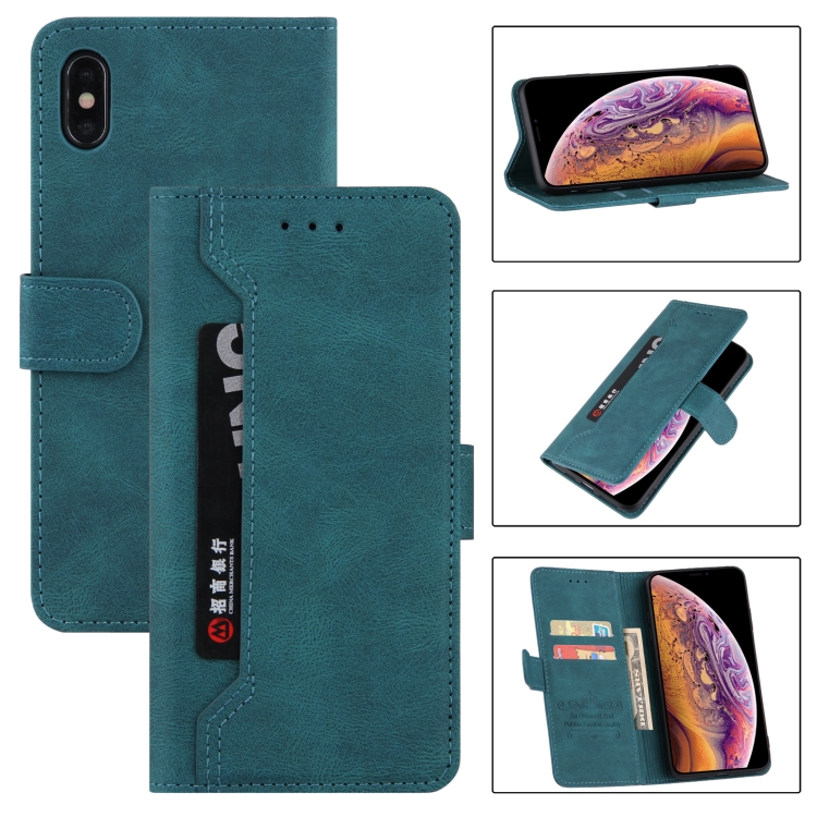 

Reverse Buckle Horizontal Flip PU Leather Case with Holder & Card Slot & Wallet For iPhone XS Max(Lake Blue)