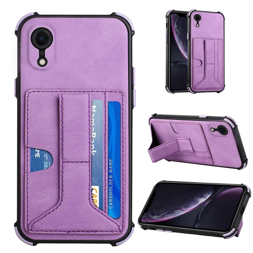 

Dream PU+TPU Four-corner Shockproof Back Cover Case with Card Slots & Holder For iPhone XR(Purple)