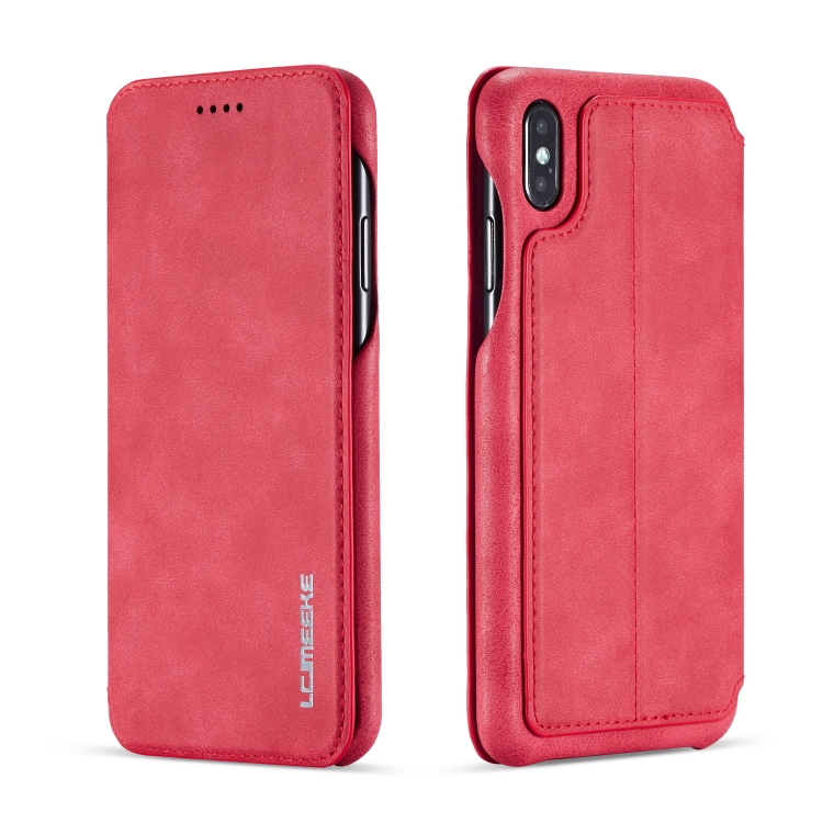 

For iPhone XS Max Hon Ancient Series Leather Case with Card Slots & Holder & Wallet(Red)