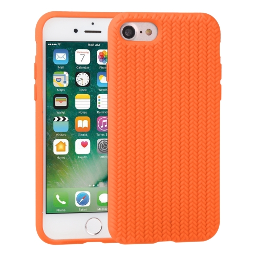 

Herringbone Texture Silicone Protective Case For iPhone SE 2020 / 8 / 7(Orange)