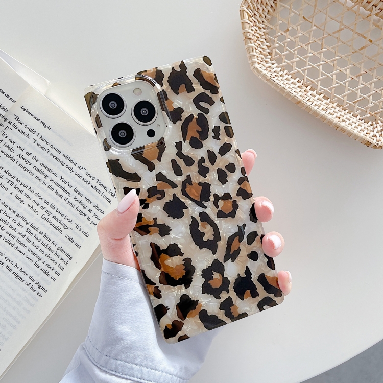 

Shell Leopard Pattern Soft TPU Straight-Edge Protective Case For iPhone 13 Pro Max(Brown)