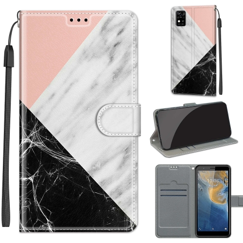 

Voltage Coloured Drawing Magnetic Clasp Horizontal Flip PU Leather Case with Holder & Card Slots For ZTE Blade A31(C07 Pink White Black)