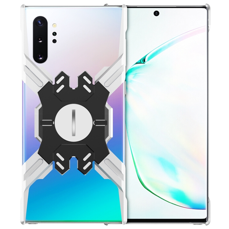 

For Galaxy Note 10+ Hero Series Anti-fall Wear-resistant Metal Protective Case with Bracket(Silver Black)