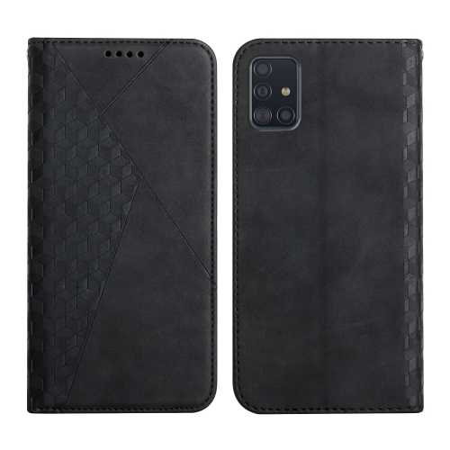 

For Samsung Galaxy A71 Diamond Pattern Splicing Skin Feel Magnetic Horizontal Flip Leather Case with Card Slots & Holder & Wallet(Black)