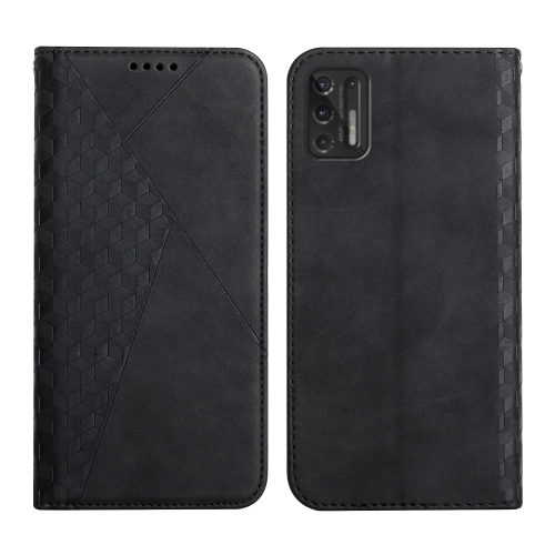 

For Motorola Moto G Stylus 2021 Diamond Pattern Splicing Skin Feel Magnetic Horizontal Flip Leather Case with Card Slots & Holder & Wallet(Black)