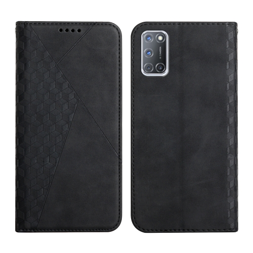 

For OPPO A52 / A72 / A92 Diamond Pattern Splicing Skin Feel Magnetic Horizontal Flip Leather Case with Card Slots & Holder & Wallet(Black)