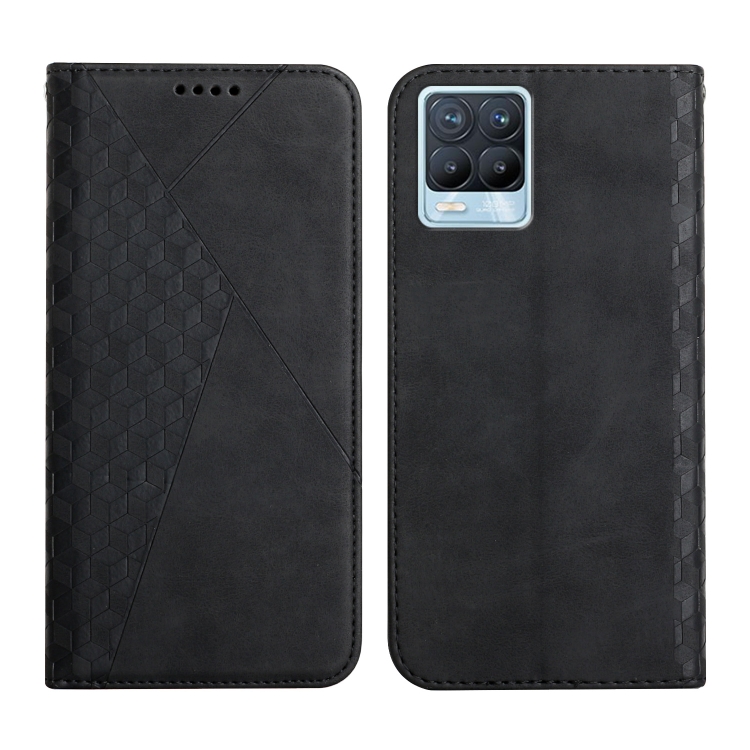 

For OPPO Realme 8 / 8 Pro Diamond Pattern Splicing Skin Feel Magnetic Horizontal Flip Leather Case with Card Slots & Holder & Wallet(Black)