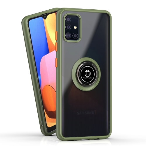 

For Samsung Galaxy A51 Q Shadow 1 Series TPU + PC Protective Case with 360 Degrees Rotate Ring Holder(Army Green+Orange)