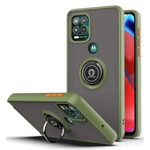 

For Motorola Moto G Stylus 5G Q Shadow 1 Series TPU + PC Protective Case with 360 Degrees Rotate Ring Holder(Army Green+Orange)