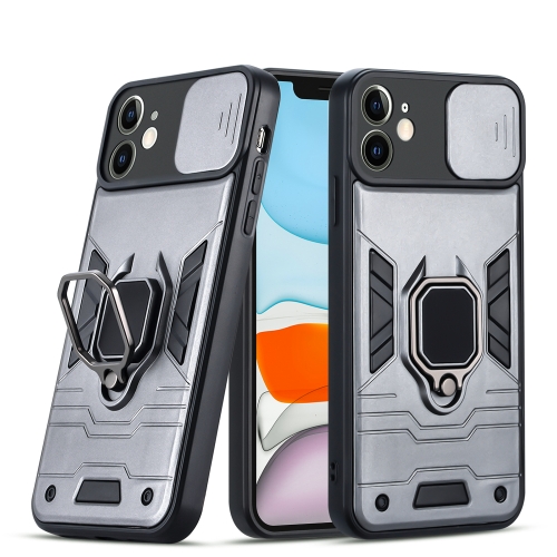 

Warrior Armor Sliding Camera Cover Design TPU + PC Shockproof Case with Ring Holder For iPhone 11(Graphite Ash)