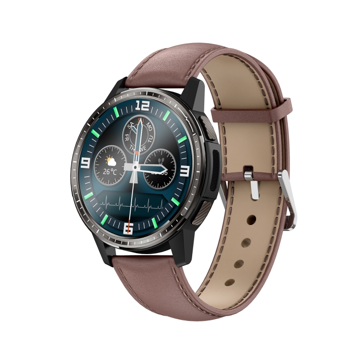 

H9 1.28 inch Color Screen Life Waterproof Smart Watch, Support Sleep Monitor / Heart Rate Monitor / Body Temperature Monitor / ECG+ECG Monitor, Style: Leather Strap(Brown)