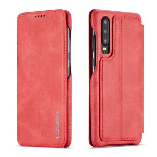 

For Huawei P30 Hon Ancient Series Leather Case with Card Slots & Holder & Wallet(Red)