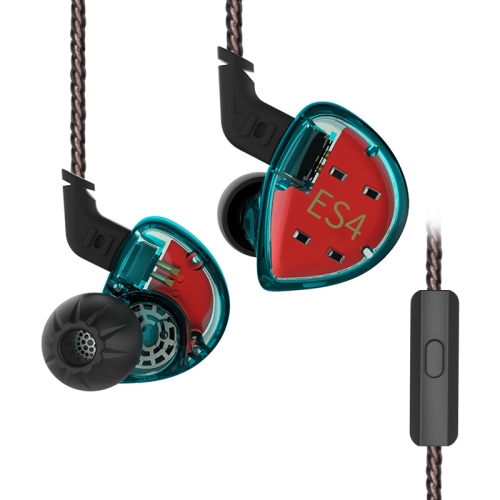 

KZ ES4 Hybrid Technology HiFi In-Ear Wired Earphone With Mic(Cyan)