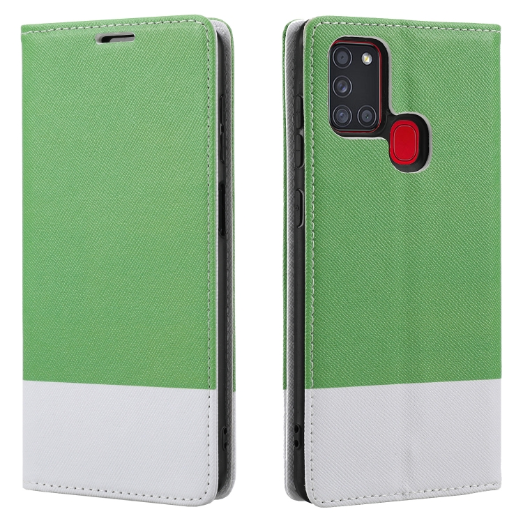 

For Samsung Galaxy A21s Cross Texture Magnetic Horizontal Flip Leather Case with Card Slots & Holder & Wallet(Green)