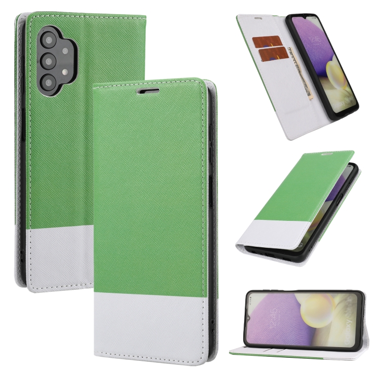 

For Samsung Galaxy A32 4G Cross Texture Magnetic Horizontal Flip Leather Case with Card Slots & Holder & Wallet(Green)