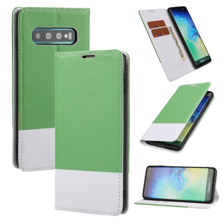 

For Samsung Galaxy S10+ Cross Texture Magnetic Horizontal Flip Leather Case with Card Slots & Holder & Wallet(Green)