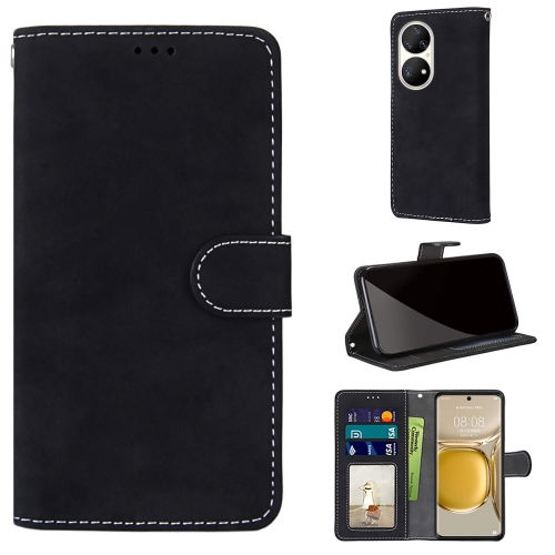 

For Huawei P50 Pro Retro Frosted Horizontal Flip PU Leather Case with Holder & Card Slots & Wallet & Photo Frame(Black)