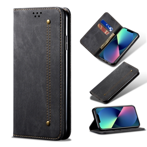 

Denim Texture Casual Style Horizontal Flip Leather Case with Holder & Card Slots & Wallet For iPhone 13 Mini(Black)