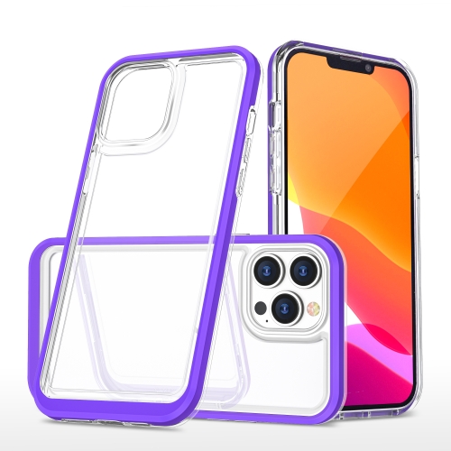 

Bright Series Clear Acrylic + PC+TPU Shockproof Case For iPhone 13 Pro(Purple)