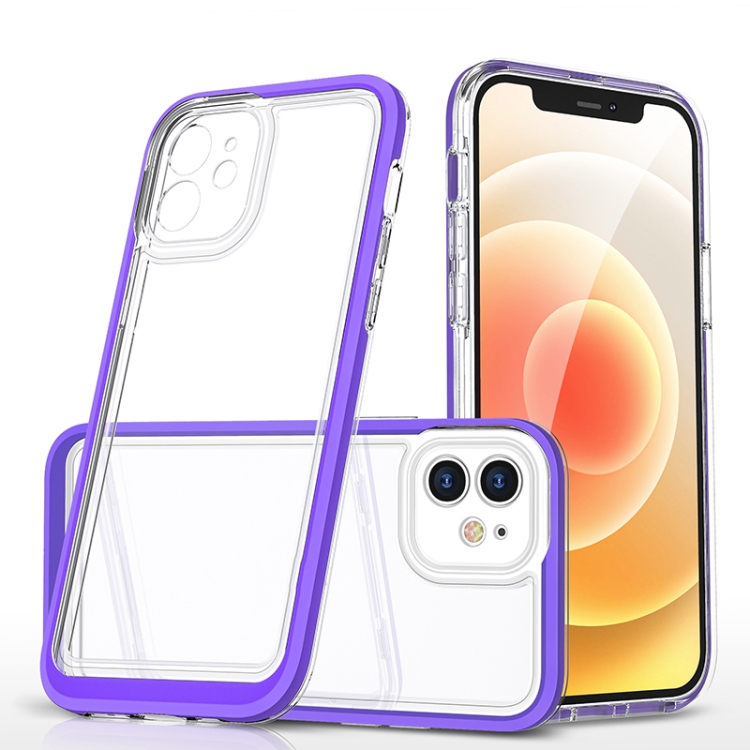 

Bright Series Clear Acrylic + PC+TPU Shockproof Case For iPhone 12(Purple)