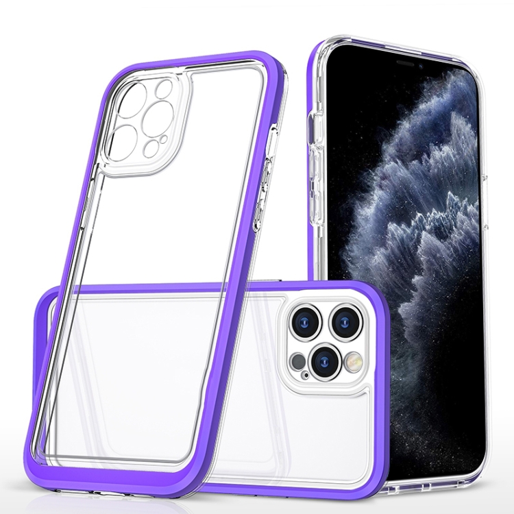 

Bright Series Clear Acrylic + PC+TPU Shockproof Case For iPhone 11 Pro(Purple)