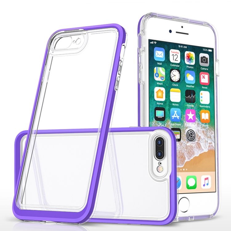 

Bright Series Clear Acrylic + PC+TPU Shockproof Case For iPhone 8 Plus / 7 Plus(Purple)
