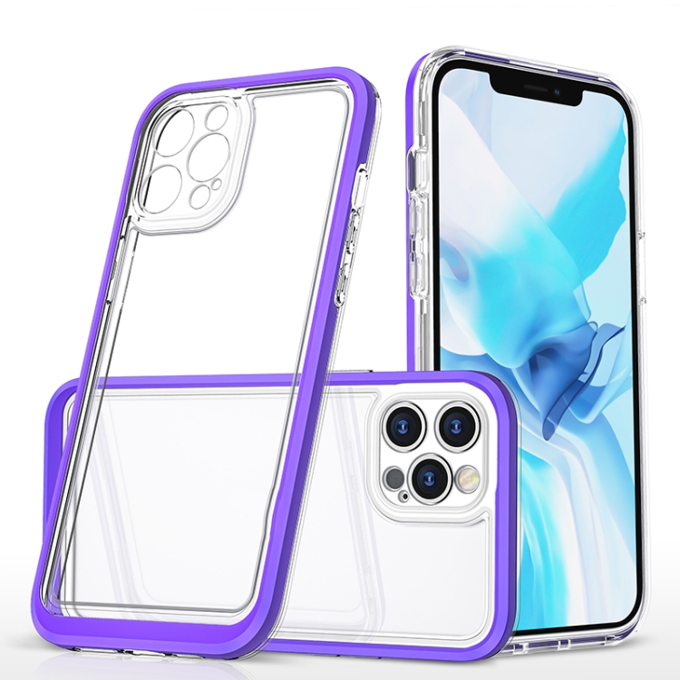 

Bright Series Clear Acrylic + PC+TPU Shockproof Case For iPhone 12 Pro(Purple)