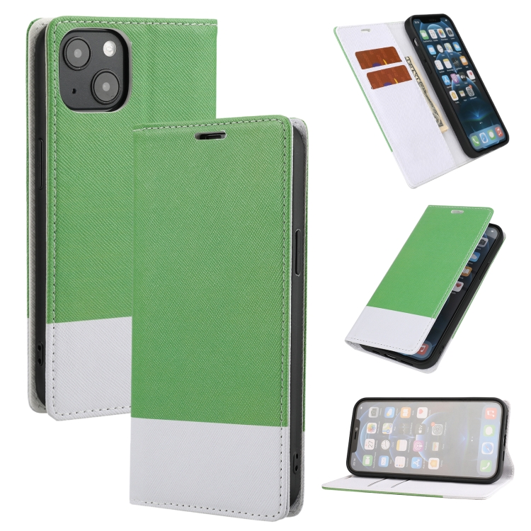 

Cross Texture Magnetic Horizontal Flip Leather Case with Card Slots & Holder & Wallet For iPhone 13 mini(Green)