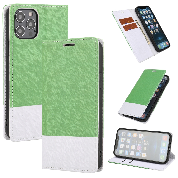 

Cross Texture Magnetic Horizontal Flip Leather Case with Card Slots & Holder & Wallet For iPhone 13 Pro Max(Green)