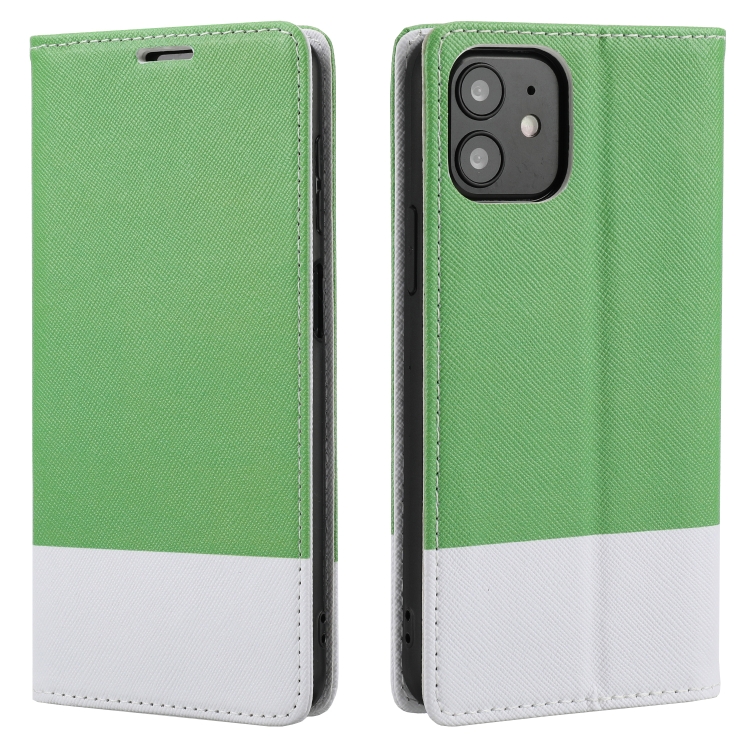 

Cross Texture Magnetic Horizontal Flip Leather Case with Card Slots & Holder & Wallet For iPhone 12 / 12 Pro(Green)