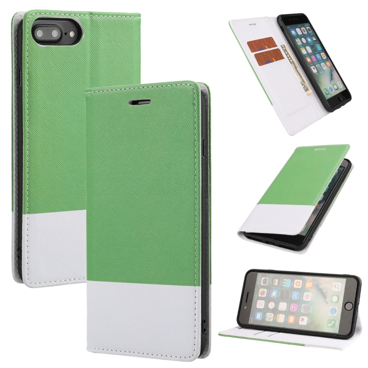 

Cross Texture Magnetic Horizontal Flip Leather Case with Card Slots & Holder & Wallet For iPhone 8 Plus / 7 Plus(Green)