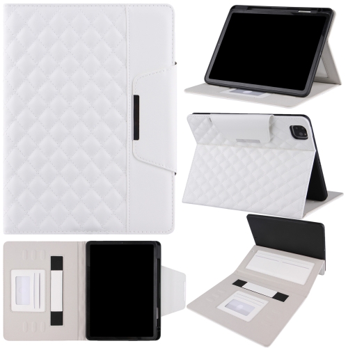 

Checkered Pattern Horizontal Flip Leather Case with Holder & Card Slots & Hand Strap For iPad Pro 11 (2021 / 2020 / 2018) / Air 10.9 2020(White)